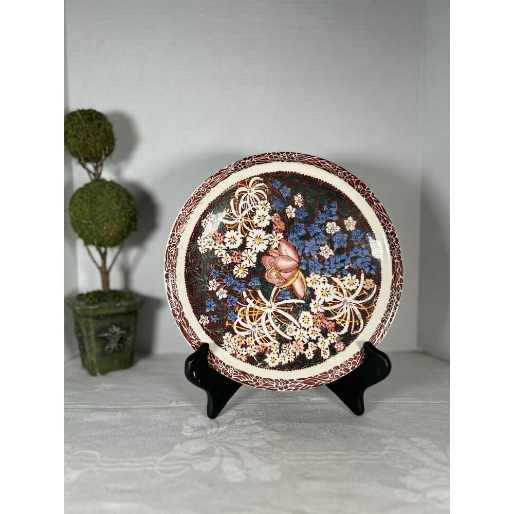 9.5" Vntg Vernon Kilns California Lei Lani Art Deco Salad Plate Blanding Hawaii
